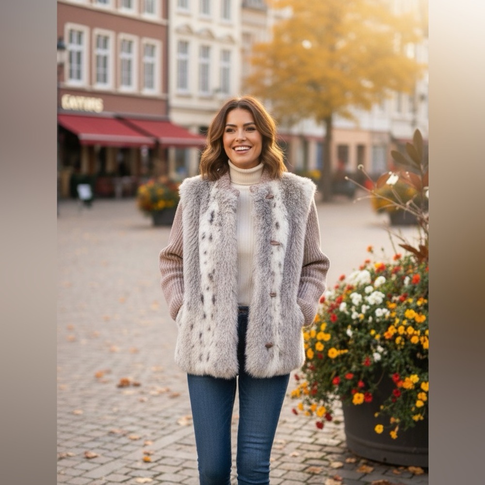 Vtge Style VI Ltd. Women's beige  Faux Fur Jacket size L